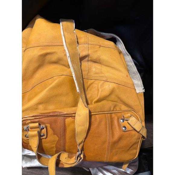 Vintage Amanda Johnson Yellow Leather Backpack Helsinki 1999 Commemorative Bag main image 5